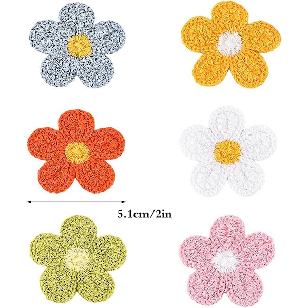 24 st virkade blomapplikationer, blommor att sy på, blomdekorationer för DIY-hantverk, kläder, skor, håraccessoarer - 6 tum[qb]