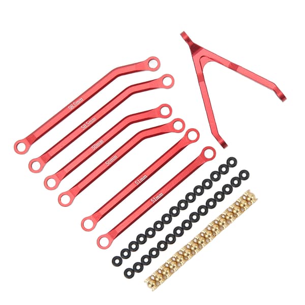 RC Tie Rod Kit Set Ball Head Support Tie Frame Rubber Loop RC Car Shell Accessories 1/24 for Axial Red