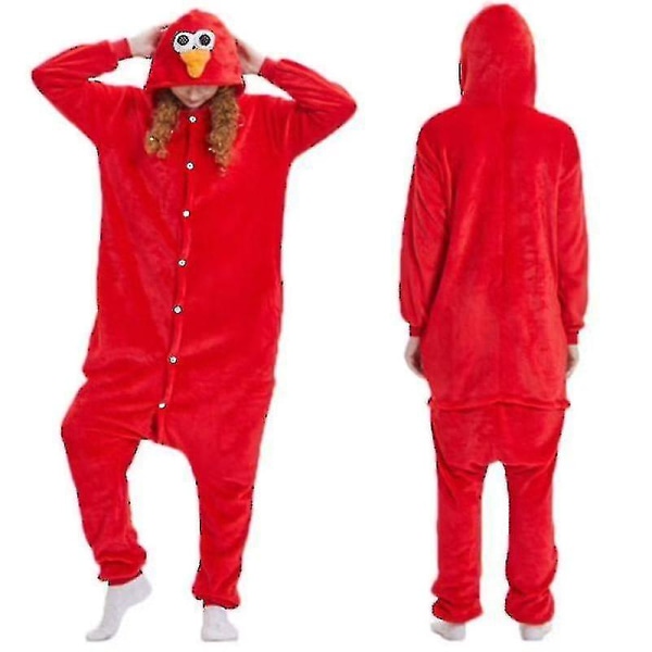 Unisex-aikuisen Kigurumi-eläinhahmoasu puku Onesie-pyjama Yksivärinen iso silmä-punainen Big Eyes-Red S