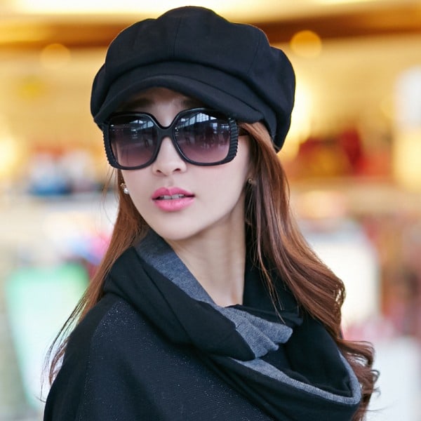 Kvinnors Merinoull Visor Beret Newsboy Cap Taxi Cap, Fashion Wo