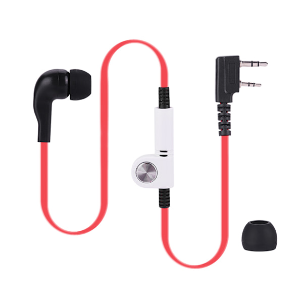 2 färger 2 stift hörlurar PTT Walkie Talkie headset platt kabel öronmussla mikrofon hörlurar (röd)