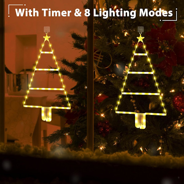 Julepynt Lys, LED Juletrappe Lys 2ft, 8 Tilstande & Timer Batteridrevne Julelys
