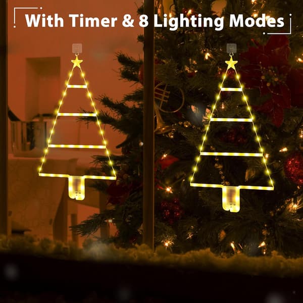 Julepynt Lys, LED Juletrappelys 2 fot, 8 Moduser & Timer Batteridrevne Julelys