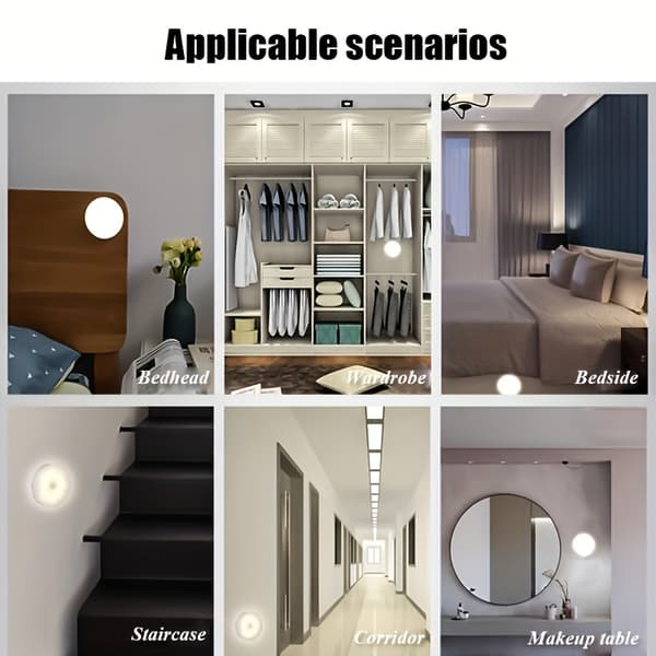 6 st rörelsesensor LED nattlampor USB uppladdningsbar vägglampa för sovrumstrappa Warm White 6pcs