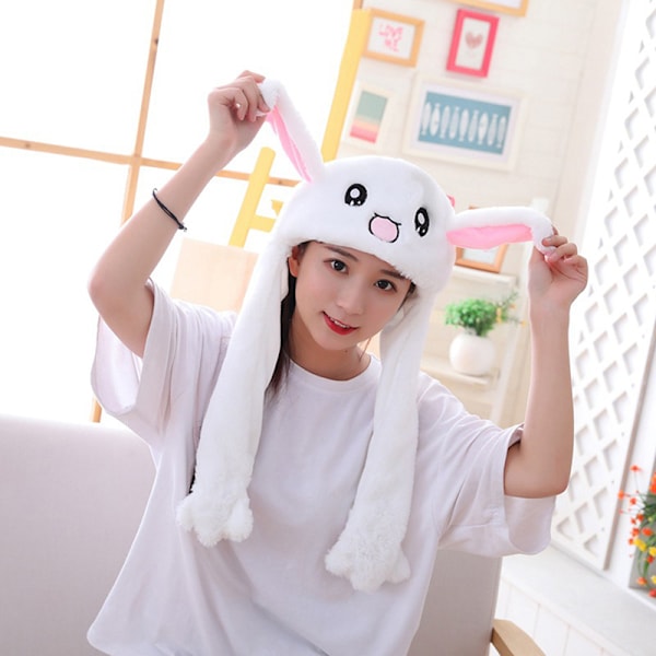 1. Glödeävät Bunny Ears -hattu, Liikkuvat Korvat White