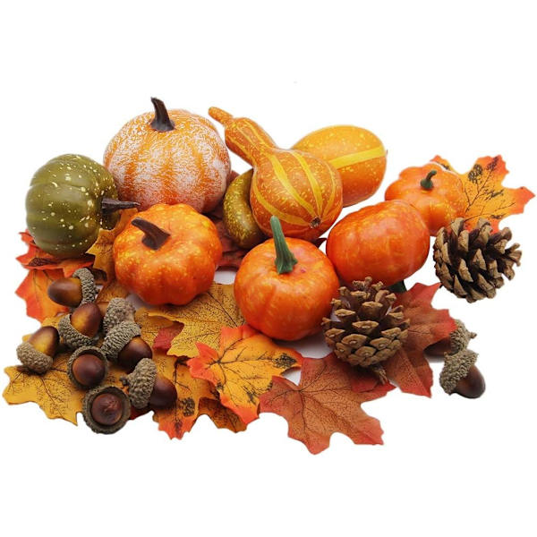50 Kunstige Gresskar Hjemmedekorasjon Sett $50 Juledekorasjon Sett $50 Thanksgiving Simulering Gresskar, Eikenøtter,