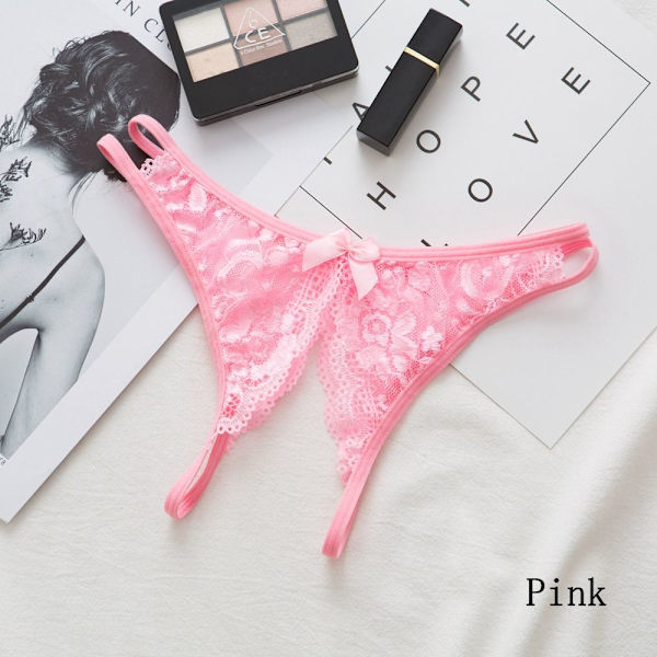 Sexy blonde G-streng blomster truse hul thongs ROSA pink