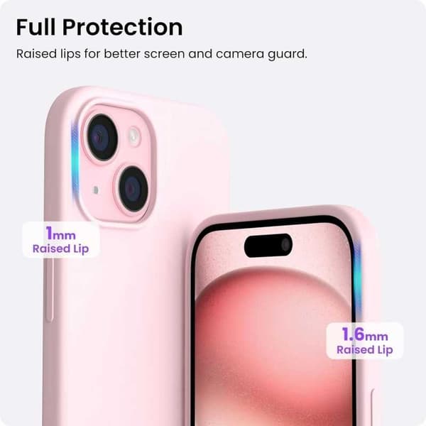 Kumipäällysteinen iskunkestävä suojakotelo iPhone 15 - Pinkki