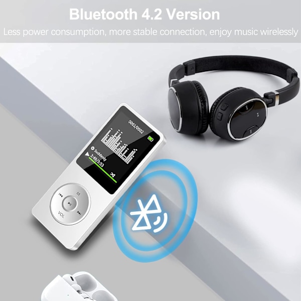 32 GB MP3-spelare med Bluetooth 4.2 - Mini-musikspelare med högtalare