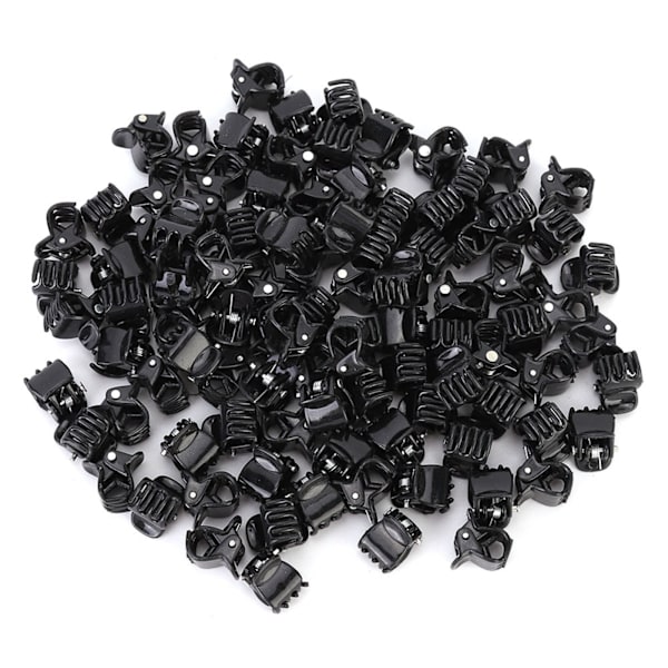 100 st svarta mini plastklämmor, små klämmor för hår och kläder[qb]