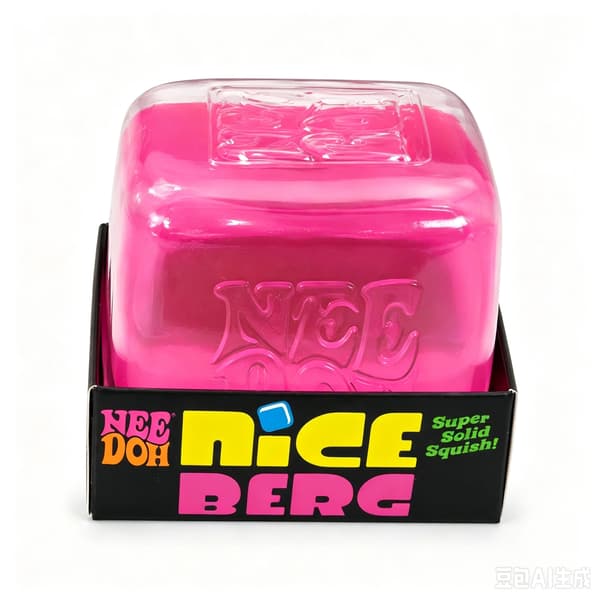 NeeDoh Squishy Cube Leksak 8cm, Mjuk Klämbar Sensorisk Stresskub, Fidgetleksak för Ångestlindring Large Pink Check