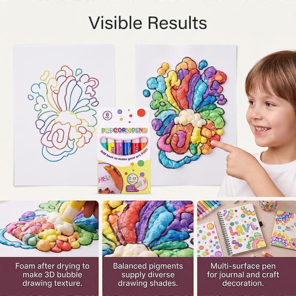 3D Puffy Paint Penne Sæt, 6 Farver Stofmaling Markører til DIY Kunst og Håndværk 1pc