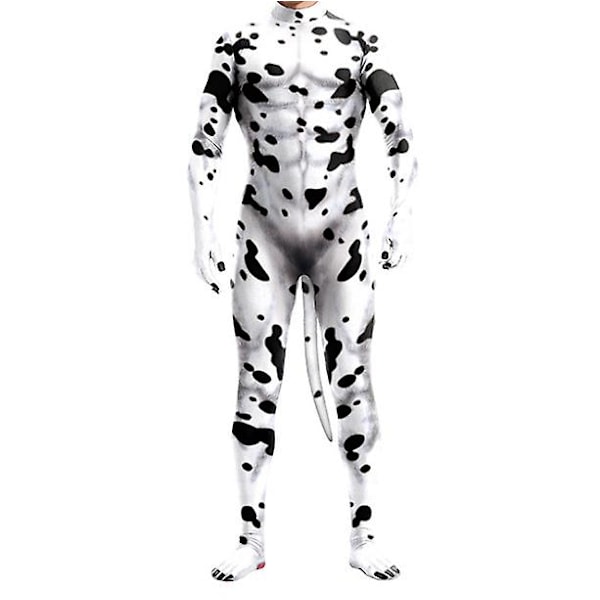 Dalmatianien Cosplay-asu aikuisille ja lapsille, eläinasu Halloweeniin, karnevaaliin L