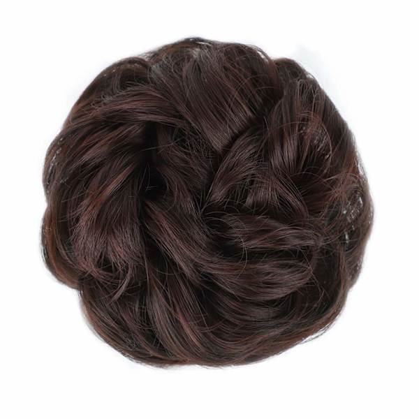 1 st Slouchy Hårtofs Hårtvinning Krullvågig Slouchy Syntetisk Chignon för Kvinnor Uppstylad Håraccessoar Dark Auburn Mixed#
