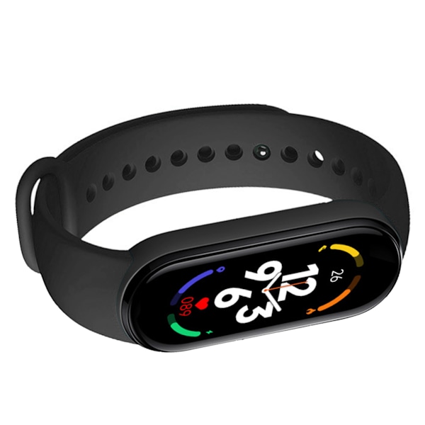 M7 Smart Armbånd Multifunktion Silikone Dynamisk Farve Stor Skærm Fitness Watch Band til Pulsmåling Søvnovervågning Sort