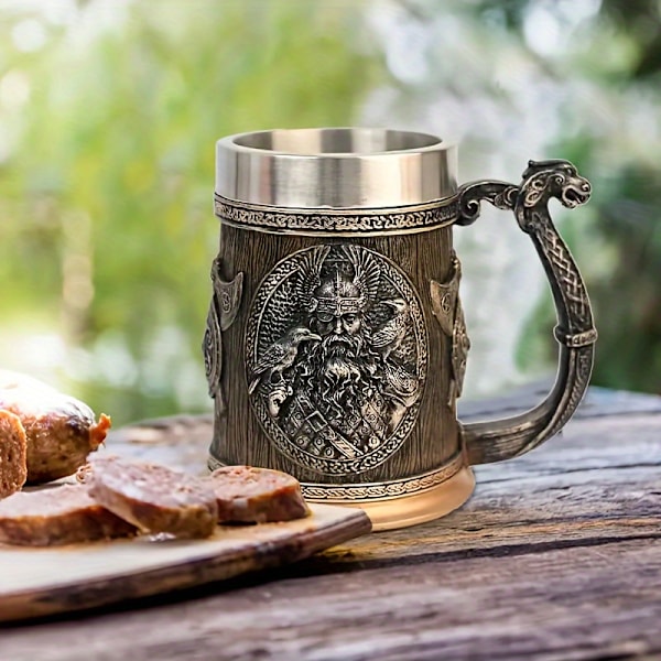 1pc Viking Ares Ølkrus, Nordisk Mytologi Folklore Vikingernes Krigsgud Ølkrus i Rustfrit Stål B016