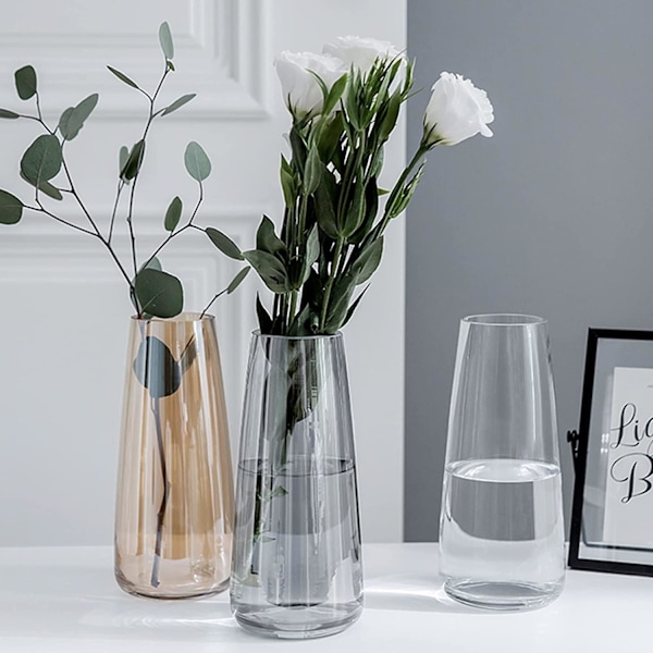 Högkvalitativ Stor Vas 22 cm Vacker Grå Blomvas Hög Vas