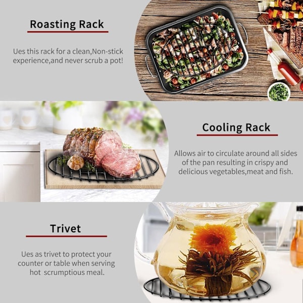 Kylningsgaller för rostning med integrerade fötter, emaljerad beläggning, PTFE-fri, perfekt för matlagning, torkning, grillning, diskmaskinsäker