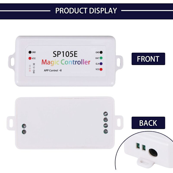 Trådlös Bluetooth-kontroller SP105E APP WS2811 WS2812B WS2801 SK6812 APA102 Individuellt adresserbar programmerbar LED-pixelmodul Strip Light DC5V