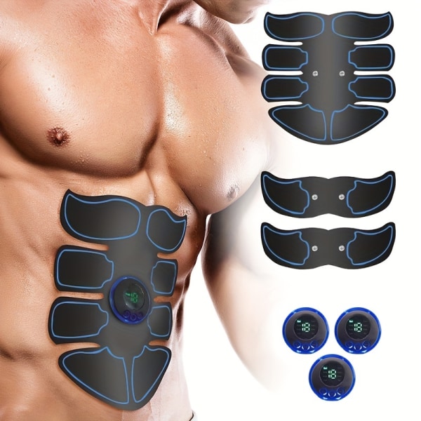 1/3/4 sett bærbar trådløs Abs Stimulator, EMS ABS Stimulator, USB oppladbar bærbar fitness for trening Den nyeste modellen 8 moduser,