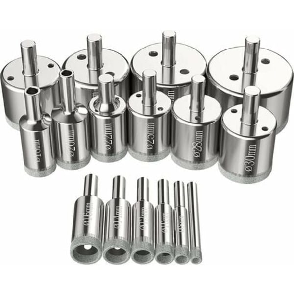 16-delt hulsave sæt, diamant borekrones hulsave 6-50 mm glasboring