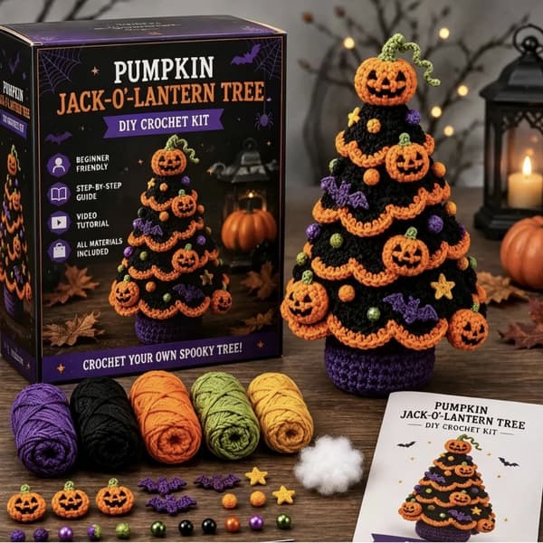 Halloween Træ DIY Hæklesæt, Håndlavet Spooky Pynt med 5 Designs Ghost