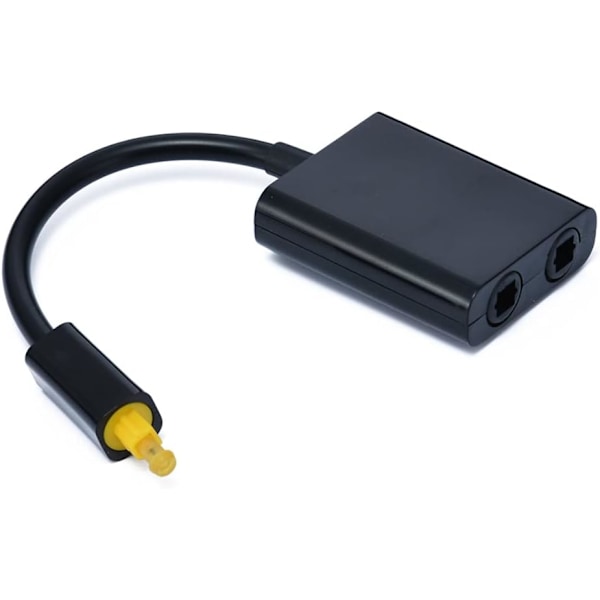 Dual Port Digital Optisk Audio Splitter Adapter Fiber Optisk Audio Kabel 1 ind 2 ud Sort