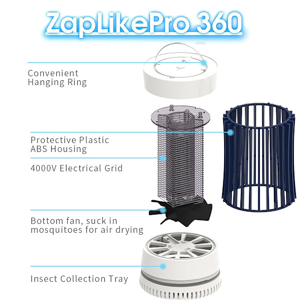 Bærbar elektronisk oppladbar myggflue-dreperlampe Bug Zapper for sommerreise utendørs camping uteplass hage hvit
