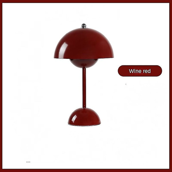 Bordslampa, ögonvänlig LED-blomkruka Bordslampa Bärbar för skola Burgundy