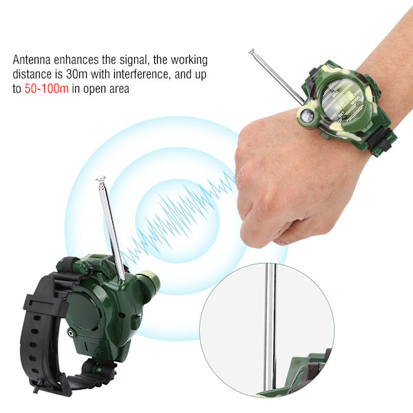 2 stk. 7 i 1 Børns Udendørs Intercom Børn Digital Intercom Ur 30m Walkie Talkie