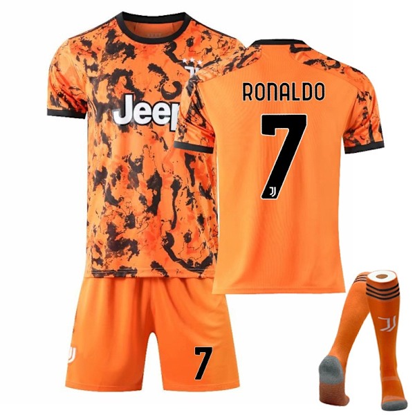 Perfekt set för barn/vuxna fotboll Juventus Hea och Set - Perfekt RONALDO-7-orange RONALDO-7-Orange m