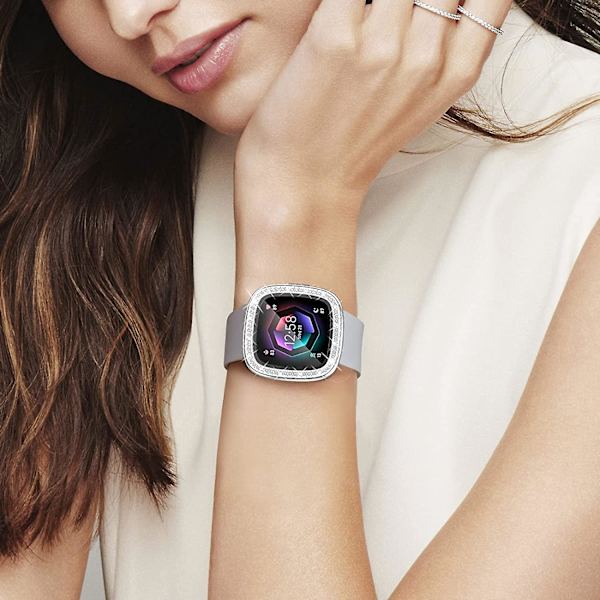 5-pack fodral kompatibelt med Fitbit Versa 4/ Sense 2, mjukt Tpu-skydd med glitterdiamanter