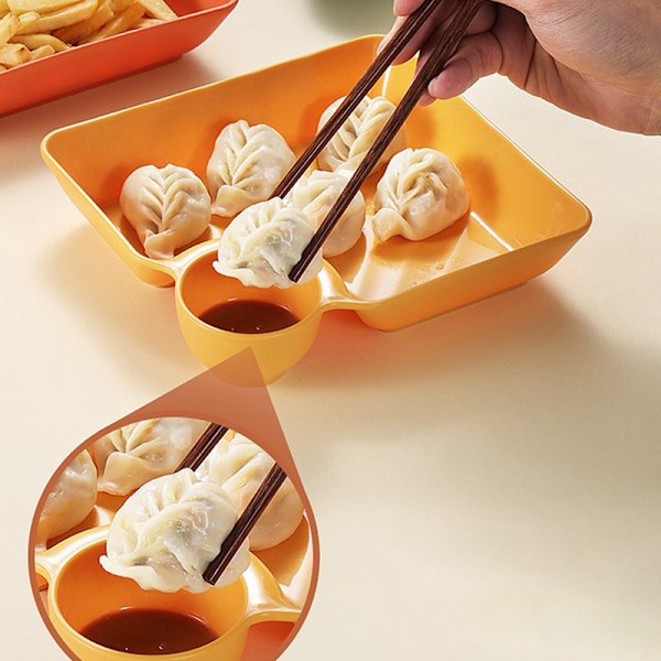 1 stk eddikrett servering sushi dumplings servering fat firkantet PP snacks tallerken Orange