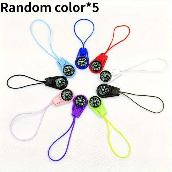 5 stk. Mini Lommekompasser, Overlevelses Nøglering Taske Tilbehør, Udendørs Camping Vandring Værktøj Random Color 5pcs