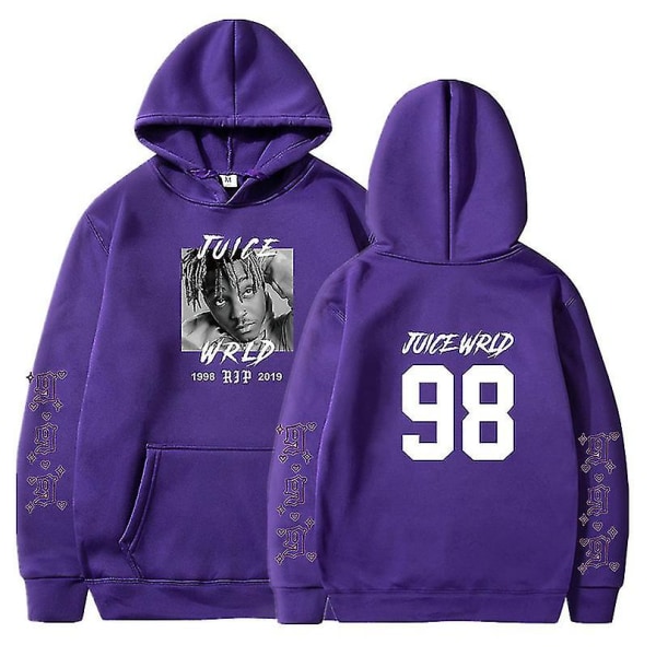 Rapper Juice Wrld Løs Genser Hoodie for Menn og Kvinner Lilla Purple L