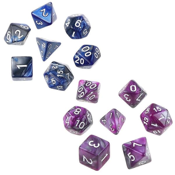 7 stk./sæt Akryl Polyhedral Terninger Til TRPG Brætspil D4-D20 Rød og hvid{h} Blue gold