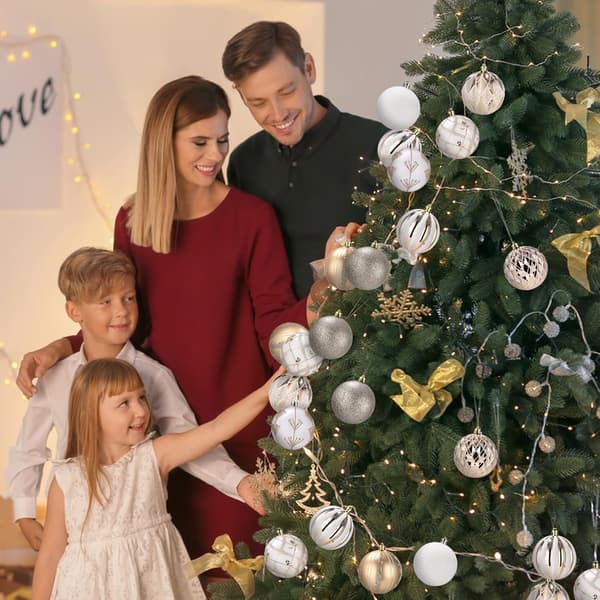 Gyllene Julkulor Set Om 16 Plastprydnader 8cm För Julgransdekoration