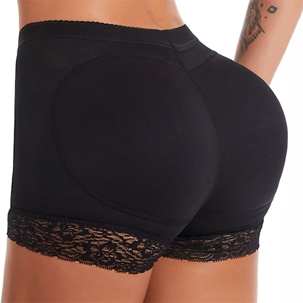 Kvinnors höftformare rumplyftare höftförstärkare vadderade underkläder shapewear spetsdyna kontroll body shaper svart Black 2XL