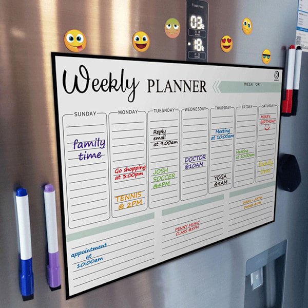 Magnetisk månedlig planlægger bord tør slette whiteboard flerfarvet Black
