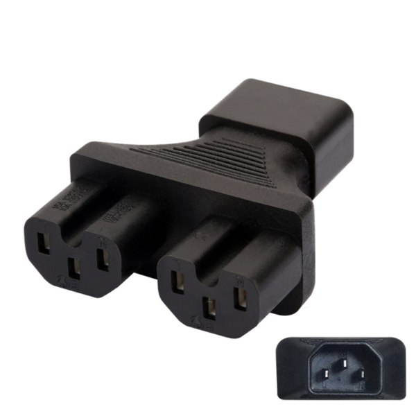 IEC320 C14 till Dual IEC320 C13/C15/Nema 5-15R Strömadapter 3 Terminaler Strömadapter Hane till Hona Ström null - C 0.07