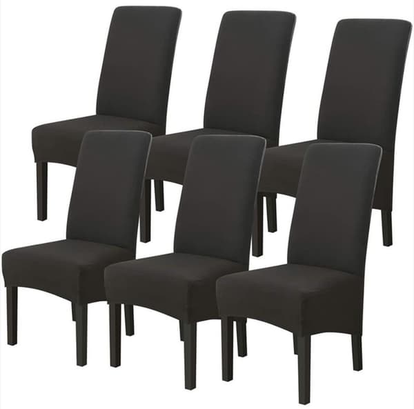 Simplicity Home Sovrum Plus Hög Stretch Milk Silk Vattentäta Stolsöverdrag - Svart, 6 st[TB]