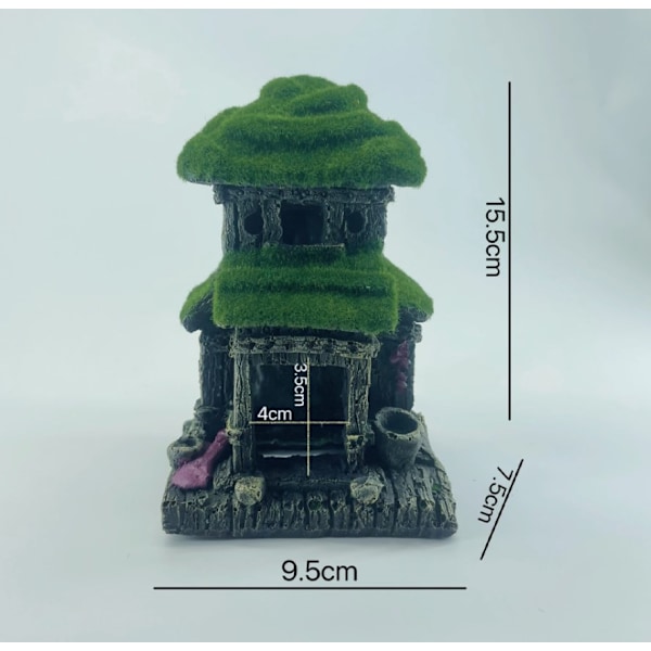 Aquarium decorations Fish hiding place House Betta Cave with green lifelike moss