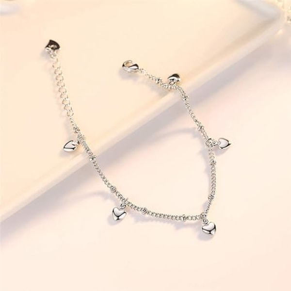 925 Sterling Silver Armband för Kvinnor Tonårsflickor, Kärleks Hjärta Charm Kedja Armband Armband Mode Smycken Gåvor