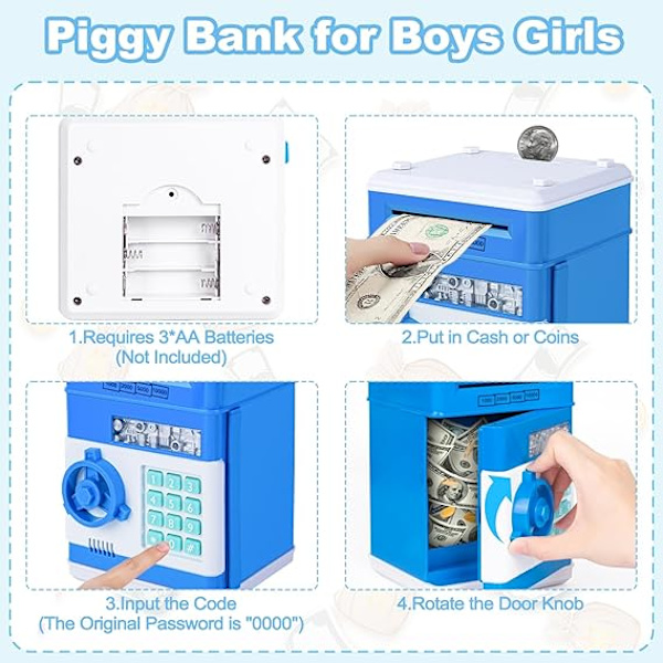 Spargris ATM Bank Elektronisk Myntboks for Barn - Hot Gave Blue