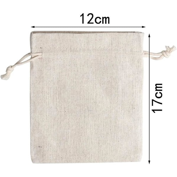 12 sm? bomuldsposer Beige bomuldspose Snøretråd