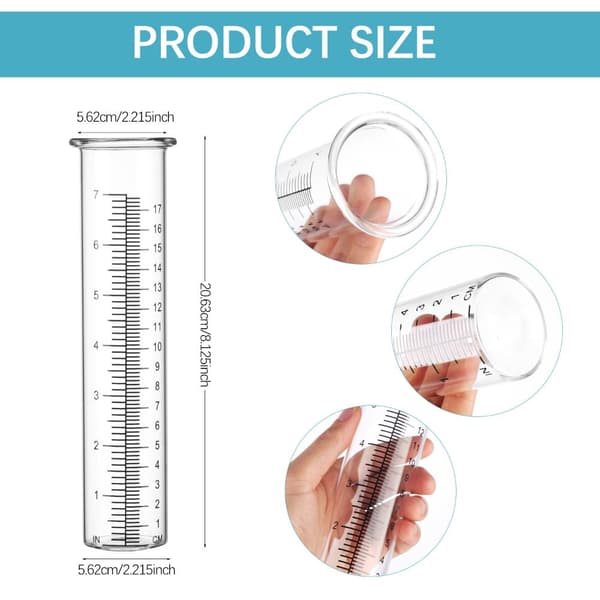 stk Regnmåler Regnmåler Værktøj Glasrør[BT} 21cm/ 8inch