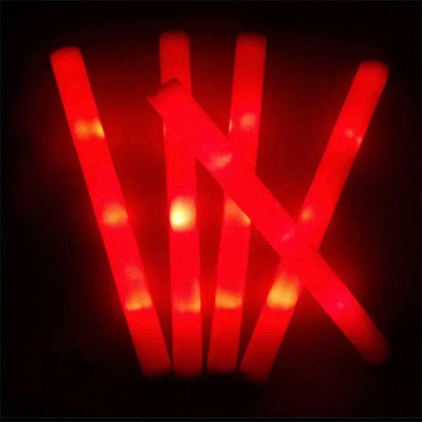 60 stk Glow Sticks RGB LED Glow Foam Stick Glow Sticks Mørkt lys for fest 60pcs Red