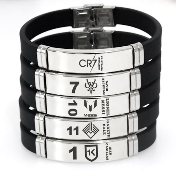 Fodboldklub Sports Silikon Armbånd Rustfrit Stål Justerbart Armbånd*2stk - Perfekt Messi