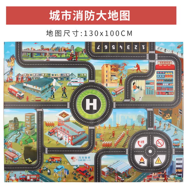 Parkeringsscene*Forstørret trafikkort Børnelegetøjsbil bærbar legemåtte Simulation