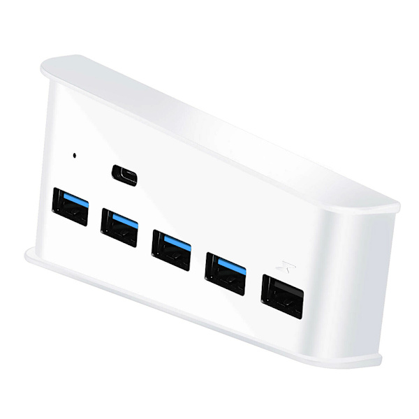 PS5 USB-hub-konverterare USB höghastighetsöverföring förlängning White